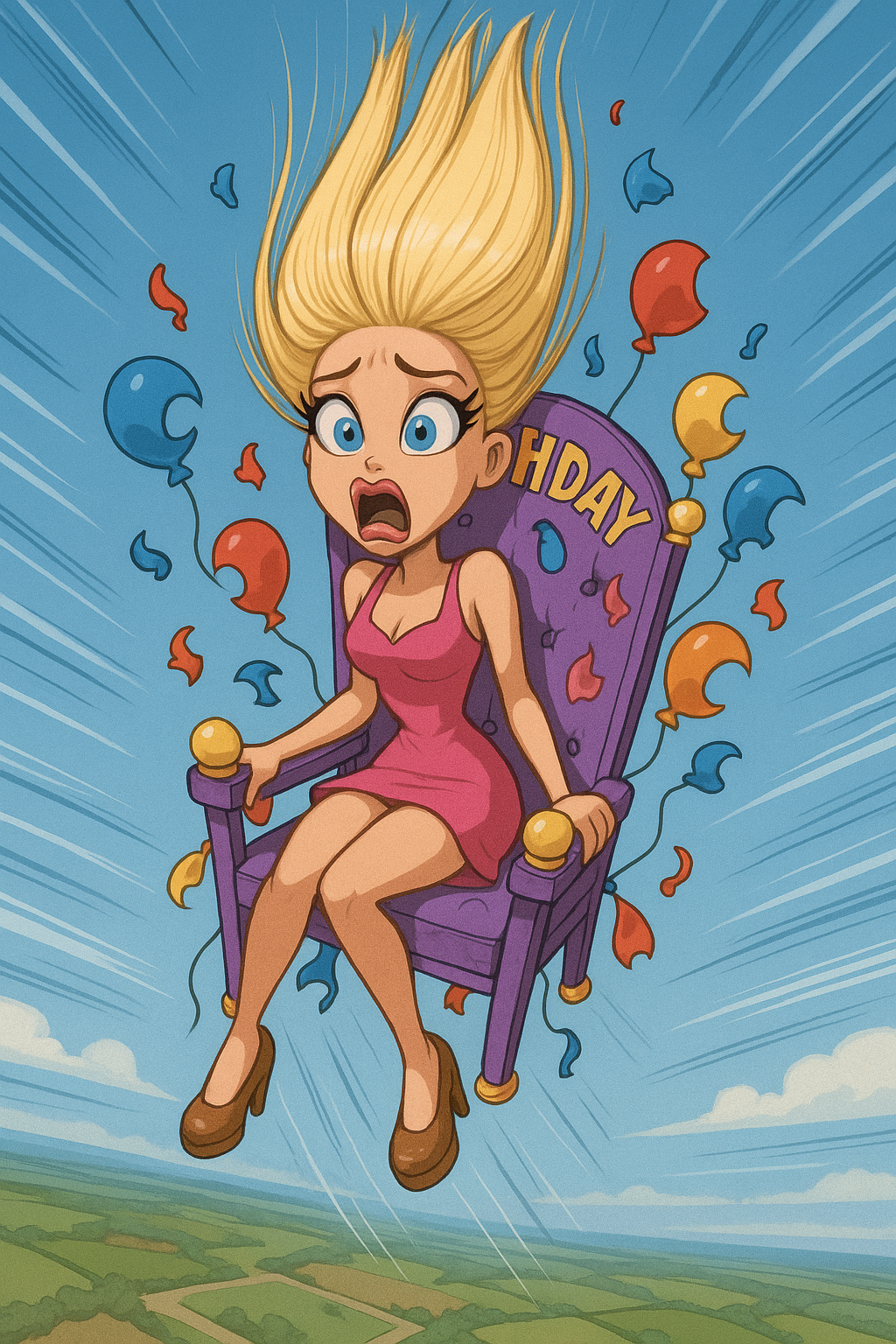 falling beauty on a birthday throne Blank Meme Template