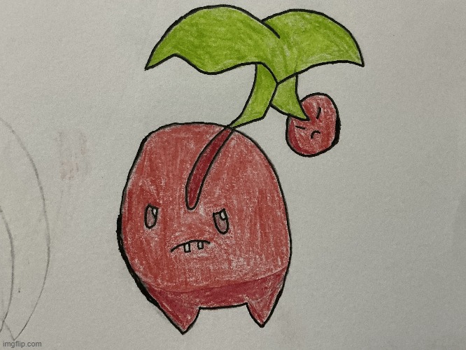 Cherubi (Pokemon) as Cherry Bomb (PvZ) | image tagged in art,pvz,pokemon,oh wow are you actually reading these tags | made w/ Imgflip meme maker