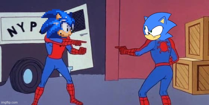 Post 7 of Death Battle Slander (More specifically Mario vs Sonic 2018) | image tagged in spider man double | made w/ Imgflip meme maker