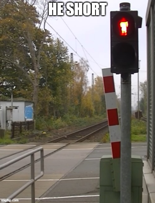 He Short | HE SHORT | image tagged in short level crossing | made w/ Imgflip meme maker