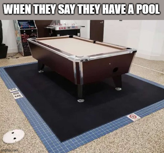 Hi five random person | WHEN THEY SAY THEY HAVE A POOL | image tagged in hello there | made w/ Imgflip meme maker
