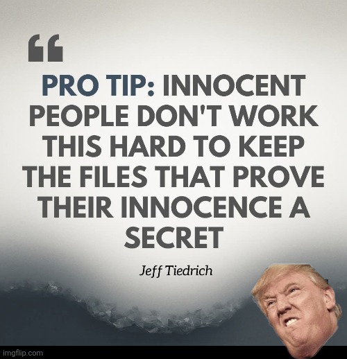 Only the guilty | image tagged in donald trump,trump,jeffrey epstein,epstein,nevertrump,pedophile | made w/ Imgflip meme maker