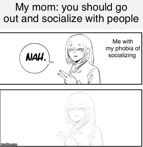 I’d prefer to listen to Miku song about veggie juice | My mom: you should go out and socialize with people; Me with my phobia of socializing | image tagged in peace out,introvert | made w/ Imgflip meme maker