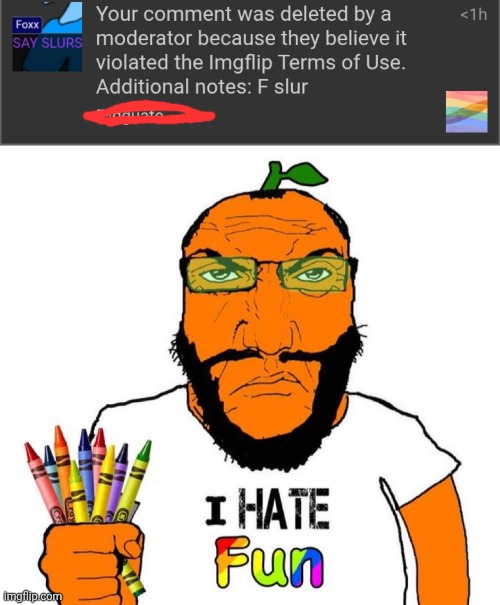 All it was was baguette with an F | image tagged in i hate fun | made w/ Imgflip meme maker