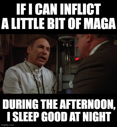 IF I CAN INFLICT A LITTLE BIT OF MAGA DURING THE AFTERNOON, I SLEEP GOOD AT NIGHT | made w/ Imgflip meme maker