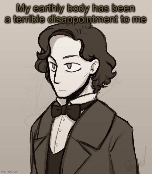 Chopin mood | My earthly body has been a terrible disappointment to me | image tagged in frederic chopin | made w/ Imgflip meme maker