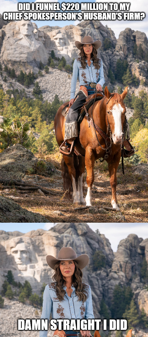 DID I FUNNEL $220 MILLION TO MY CHIEF SPOKESPERSON'S HUSBAND'S FIRM? DAMN STRAIGHT I DID | made w/ Imgflip meme maker