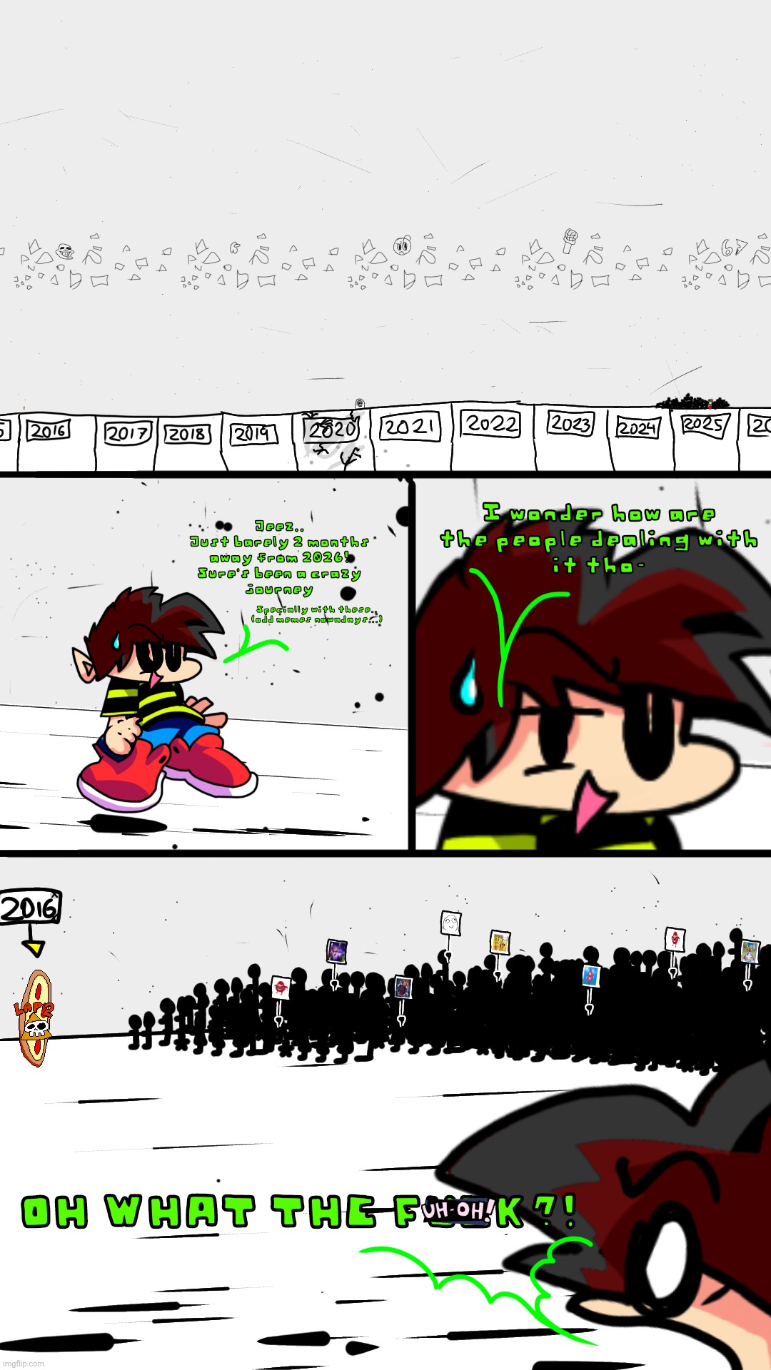 Been on twitter recently and found this trend about a supposed 'Great Meme Reset' and THIS is how it feels like to me | image tagged in comic,original character,wtf | made w/ Imgflip meme maker