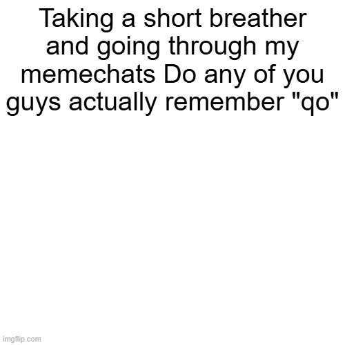 Taking a short breather and going through my memechats Do any of you guys actually remember "qo" | made w/ Imgflip meme maker