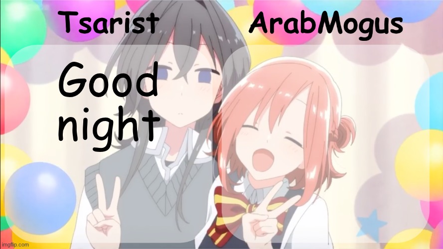 Tsarist and ArabMogus shared temp v2 | Good night | image tagged in tsarist and arabmogus shared temp v2 | made w/ Imgflip meme maker