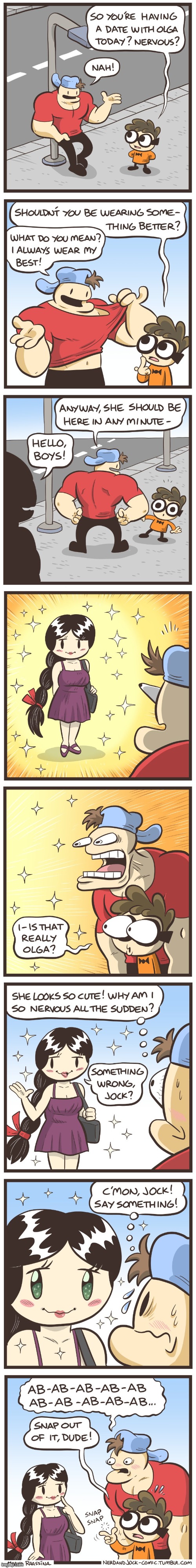 image tagged in nerd,jock,olga,date,outfit,cute | made w/ Imgflip meme maker