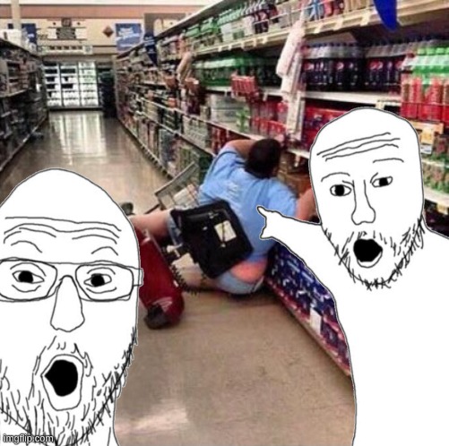 image tagged in fat person falling over | made w/ Imgflip meme maker
