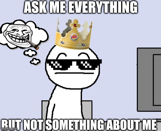 Ask Me Everything Just Nothing About Me | ASK ME EVERYTHING; BUT NOT SOMETHING ABOUT ME | image tagged in lol so funny | made w/ Imgflip meme maker