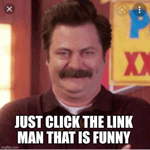 Ron Swanson Giggle | JUST CLICK THE LINK 
MAN THAT IS FUNNY | image tagged in ron swanson giggle | made w/ Imgflip meme maker