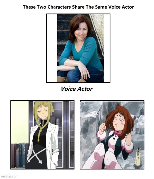 Luci Christian | image tagged in same voice actor,luci christian,my hero academia,soul eater,mha | made w/ Imgflip meme maker