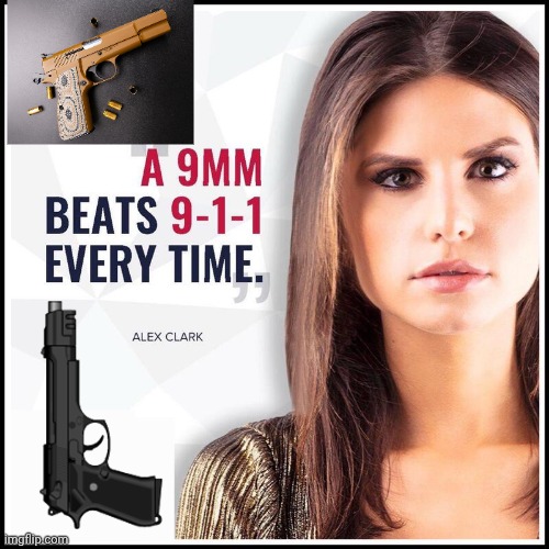 9mm beats 911 | image tagged in calling 911,pistol | made w/ Imgflip meme maker