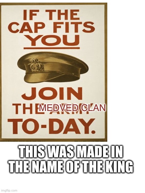 Blank White Template | MEDVED CLAN; THIS WAS MADE IN THE NAME OF THE KING | image tagged in blank white template | made w/ Imgflip meme maker