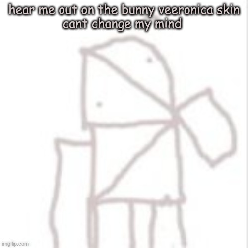 Parcelboy confused | hear me out on the bunny veeronica skin
cant change my mind | image tagged in parcelboy confused | made w/ Imgflip meme maker