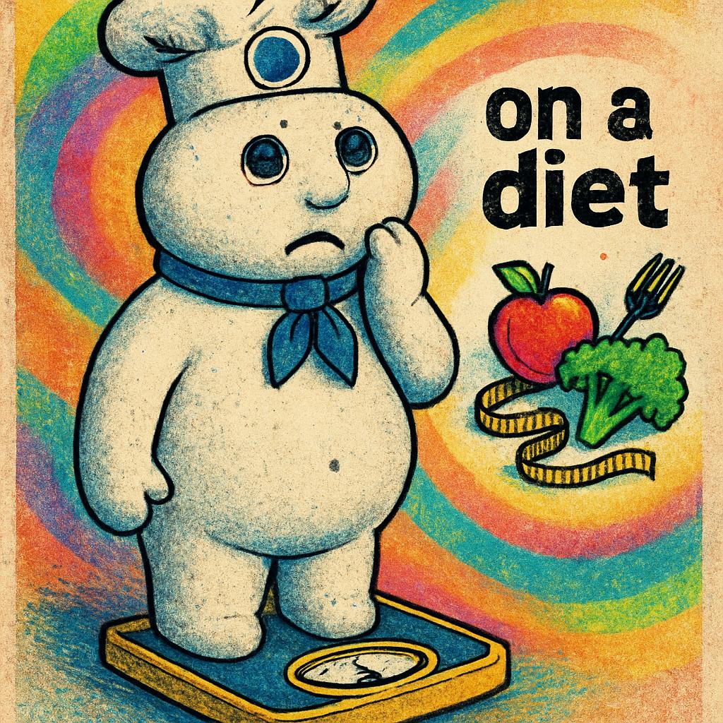 Pillsbury Dough Boy on a diet Blank Meme Template