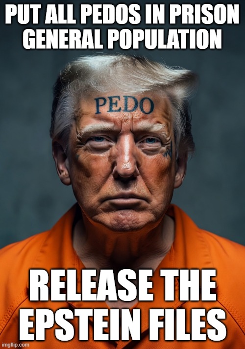 PUT ALL PEDOS IN PRISON
GENERAL POPULATION RELEASE THE EPSTEIN FILES | image tagged in donald trump pedophile in prison | made w/ Imgflip meme maker