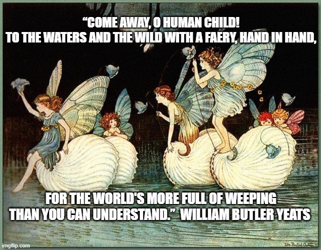Come Away | “COME AWAY, O HUMAN CHILD! TO THE WATERS AND THE WILD WITH A FAERY, HAND IN HAND, FOR THE WORLD'S MORE FULL OF WEEPING THAN YOU CAN UNDERSTAND.”  WILLIAM BUTLER YEATS | image tagged in come away | made w/ Imgflip meme maker