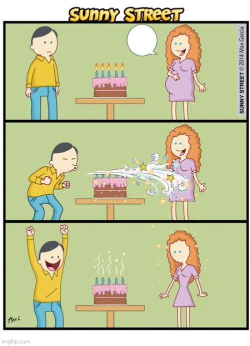 image tagged in comics,sunny street,birthday,cake,wish | made w/ Imgflip meme maker