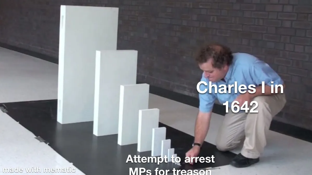Charles I in 1642 toppling things Blank Meme Template