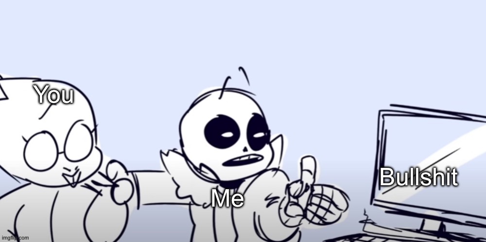 Sans computer | You; Bullshit; Me | image tagged in sans computer | made w/ Imgflip meme maker