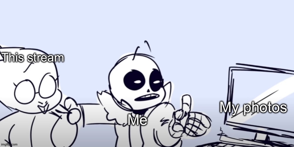 Heheh | This stream; My photos; Me | image tagged in sans computer | made w/ Imgflip meme maker
