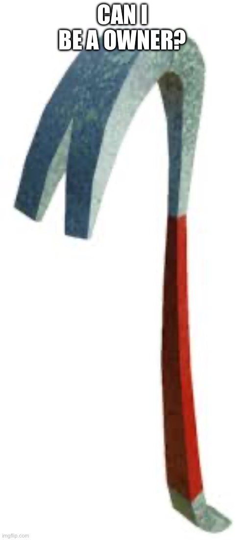The magical crowbar that instakills anything amd it's also from hello neighor | CAN I BE A OWNER? | made w/ Imgflip meme maker