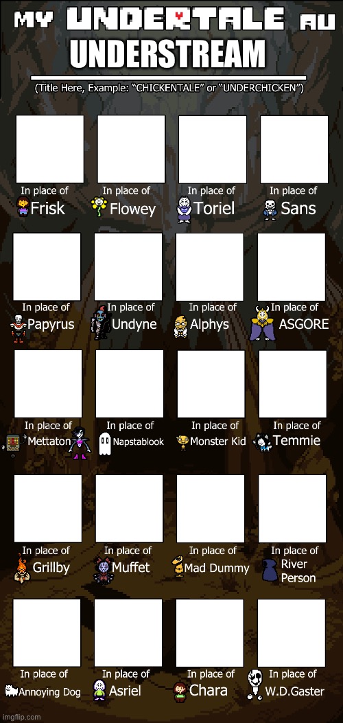 Y’all make an oc and shashaboomy over here | UNDERSTREAM | image tagged in create your own undertale au | made w/ Imgflip meme maker