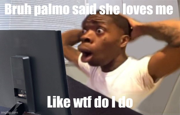 My Honest Reaction | Bruh palmo said she loves me; Like wtf do I do | image tagged in my honest reaction | made w/ Imgflip meme maker