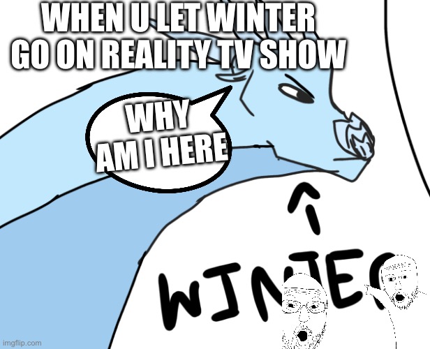WHEN U LET WINTER GO IN REALITY TV SHOW | WHEN U LET WINTER GO ON REALITY TV SHOW; WHY AM I HERE | image tagged in wings of fire | made w/ Imgflip meme maker