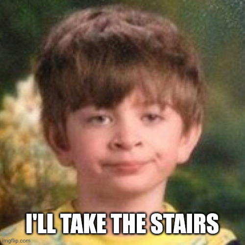 I'LL TAKE THE STAIRS | image tagged in annoyed face | made w/ Imgflip meme maker