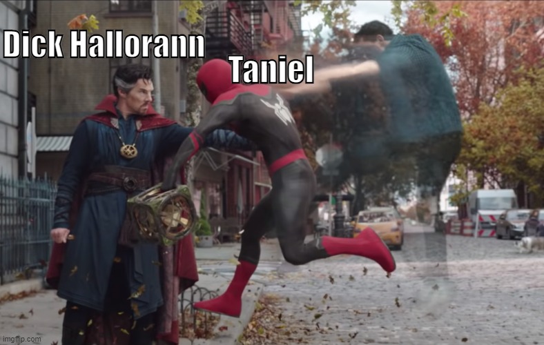 Poor kid (spoiler alert) | Taniel; Dick Hallorann | image tagged in doctor strange kicks reality in spiderman,hbo max | made w/ Imgflip meme maker