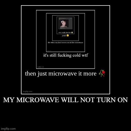 MY MICROWAVE WILL NOT TURN ON | | image tagged in funny,demotivationals | made w/ Imgflip demotivational maker