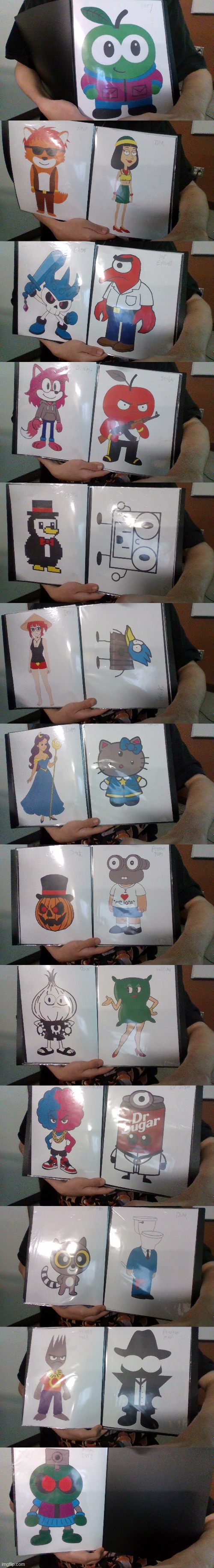 I printed all of my OCs and put them in my portfolio! ( Some of them weren't able to fit in so they're separate ) | image tagged in ocs | made w/ Imgflip meme maker