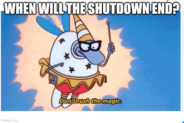 fairy filburt | WHEN WILL THE SHUTDOWN END? | image tagged in fairy filburt | made w/ Imgflip meme maker