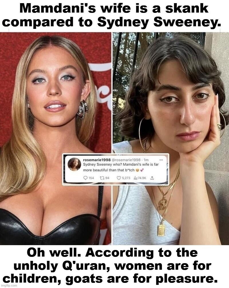 Beauty & The Beast | image tagged in zohran mamdani,skank,sydney,sydney sweeney,beauty and the beast,liberal women | made w/ Imgflip meme maker