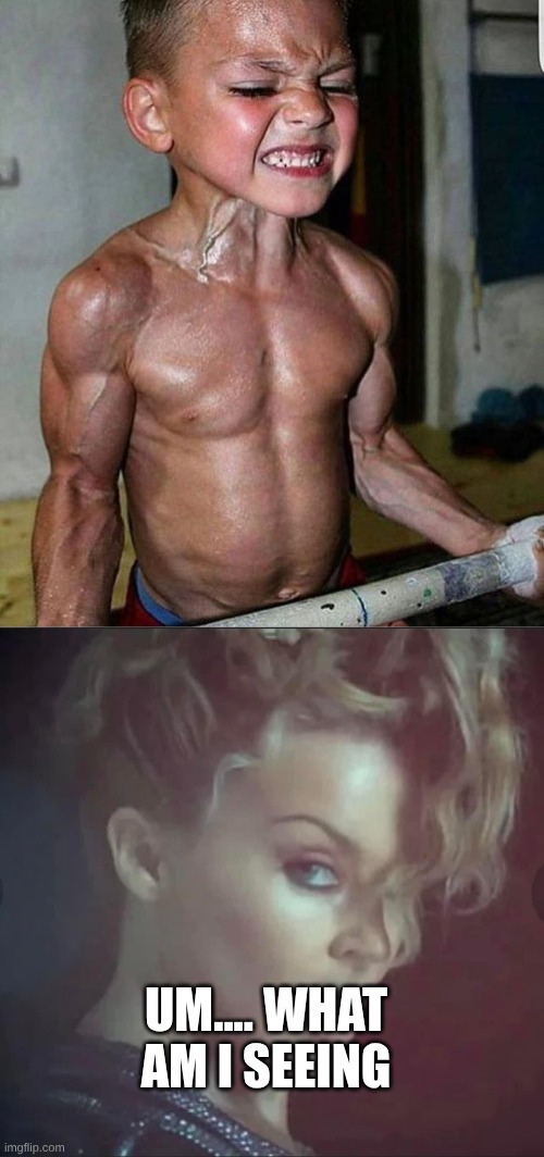 UM.... WHAT AM I SEEING | image tagged in buff kid | made w/ Imgflip meme maker