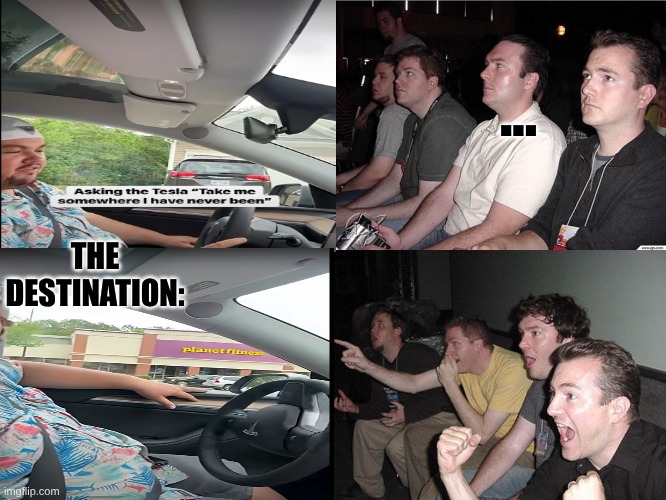 sigh. | ... THE DESTINATION: | image tagged in reaction guys | made w/ Imgflip meme maker