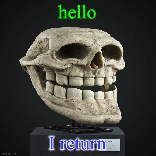 Bax, U52, BBLZ… But now i’m zoli :3 | hello; I return | image tagged in troll announcement temp | made w/ Imgflip meme maker
