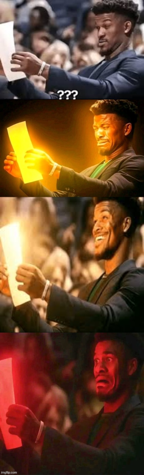 image tagged in jimmy butler reading,jimmy butler cringe,jimmy butler happy,jimmy butler horrified | made w/ Imgflip meme maker