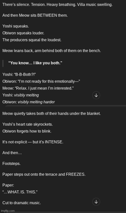 imgflips MSMG Love story Part 4! A three-way between Mewo, Yoshi AND Obiwan?! see what happens next in Part 5 | made w/ Imgflip meme maker