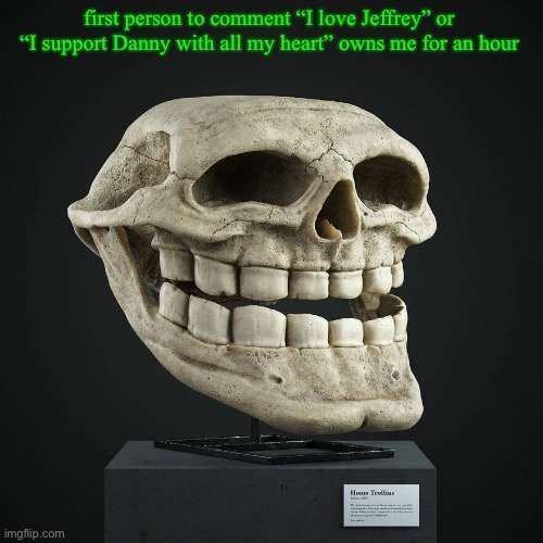 no joke frfr trust | first person to comment “I love Jeffrey” or “I support Danny with all my heart” owns me for an hour | image tagged in troll announcement temp | made w/ Imgflip meme maker