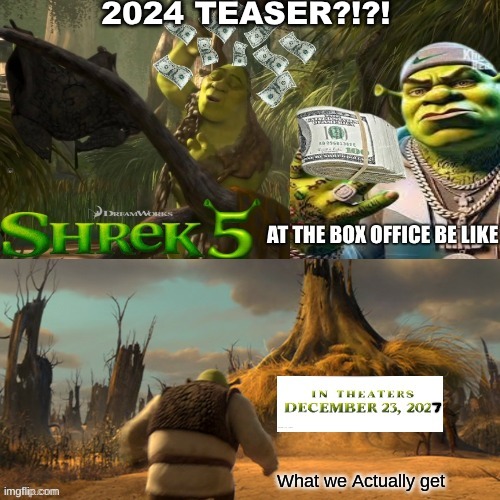 Shrek 5 meme | 2024 TEASER?!?! | image tagged in memes,shrek,shrek 5,funny memes,movies,dreamworks | made w/ Imgflip meme maker