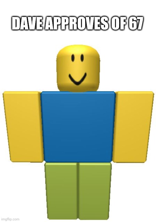 ROBLOX Noob | DAVE APPROVES OF 67 | image tagged in roblox noob | made w/ Imgflip meme maker