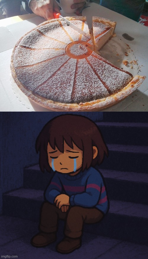 never eating butterscotch pie again | image tagged in depressed frisk | made w/ Imgflip meme maker