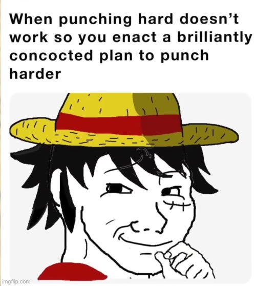 100% gonna work | image tagged in one piece,luffy,anime,plan,punch,memes | made w/ Imgflip meme maker