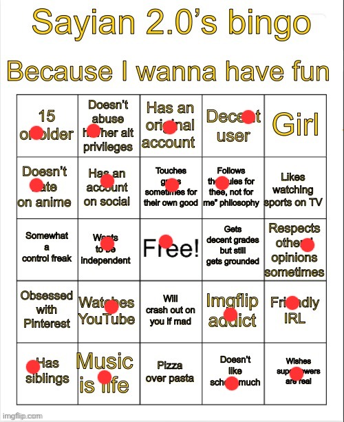 Sayian 2.0’s Bingo | image tagged in sayian 2 0 s bingo | made w/ Imgflip meme maker